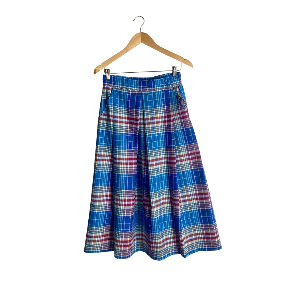 VTG 80s Worthington Plaid Midi Skirt NWT High Waist Pleated Dark Academia